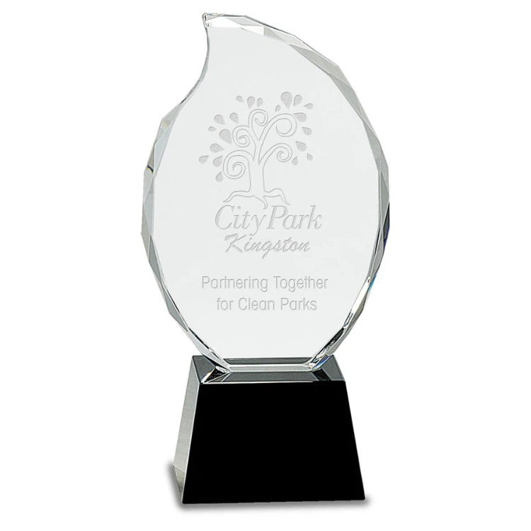 Custom engraved Crystal Flame Trophy